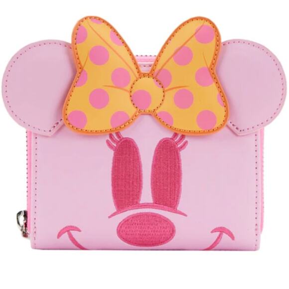 Loungefly Pastel Ghost Minnie Mouse Glow-in-the-Dark Zip Around Wallet - Picture 1 of 14
